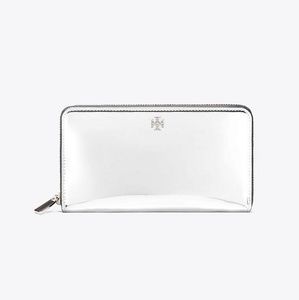 Tory Burch Robinson Mirror Metallic Zip Wallet